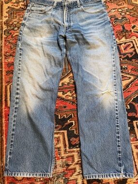 Levis 505 38x29 jeans denim trashed  beat casual style pants wallet marks